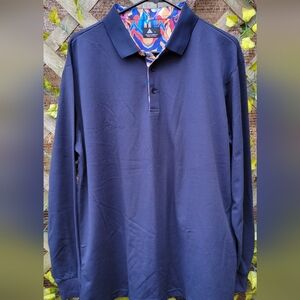 Navy Long Sleeve Shirt with Patterned Tie